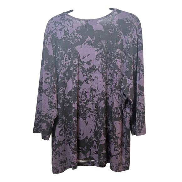 Dana Buchman Black and Purple Graphic 3/4 Sleeve‎ Blouse Women’s 2X Casual - Picture 6 of 6